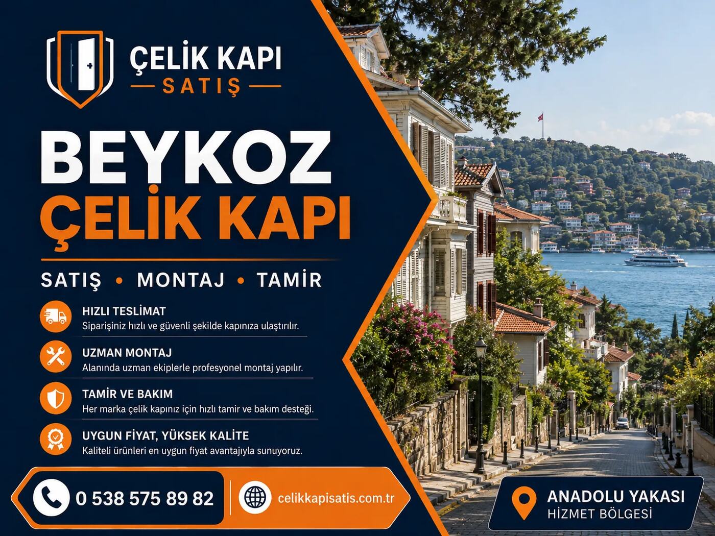 Beykoz Çelik Kapı Satışı, Montajı ve Tamiri